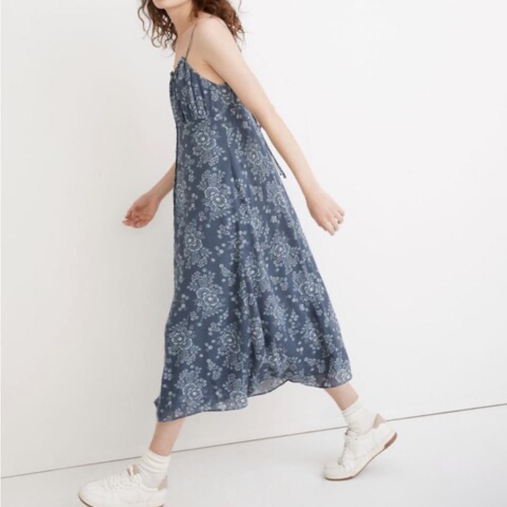 Madewell Tie back button front Midi Dress in Archival Floral